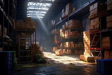 Naklejka premium Warehouse with many boxes