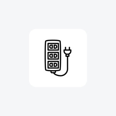 Power Supply, Voltage, Current Vector Line Icon