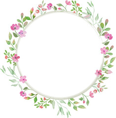 Fototapeta na wymiar Watercolor floral wreath. Hand drawn illustration on white background. Vector EPS.