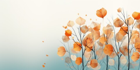 Naklejka premium A painting of a bunch of leaves on a tree. Digital image. Hello Autumn card design.