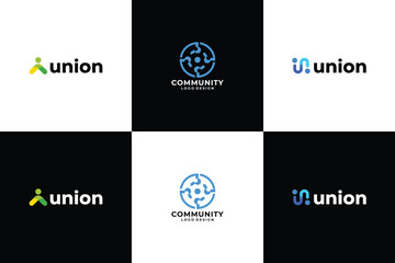 Fototapeta premium Set of Abstract people logo design represents symbols teamwork, diversity dan union.