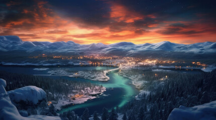 Fototapeta premium Breathtaking nature of scandinavia. Generative AI