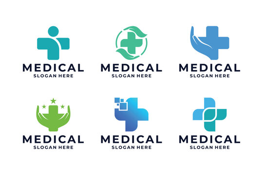 Medical pharmacy and healthcare logo design template.
