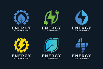 Set of energy logo design. Solar energy logo collection.