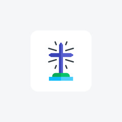 Obraz premium Cross, Sign Of Cross Vector Flat Icon