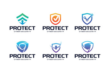 Digital shield Data and network protection logo design collection