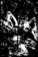 Grunge texture is black and white. Vector monochrome vertical background. Abstract pattern of scratches, scuffs, cracks