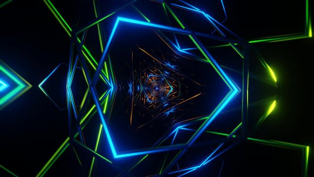 Enchanting and immersive VJ loop showcasing a trippy neon hypnotic seamless pattern.