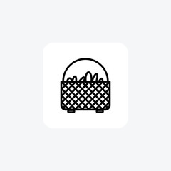 Easter Basket, Basket Vector Line Icon