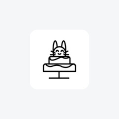 Easter Cake, Cake Vector Line Icon