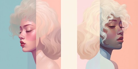 Beautiful Women, Duality Face Illustration