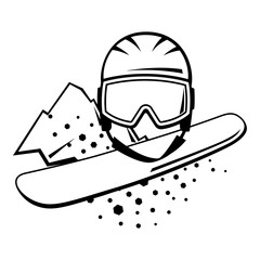 Emblem with snowboarding symbols. Winter sport label or emblem.