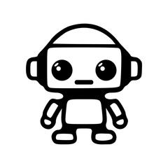 Robot character black outlines vector illustration