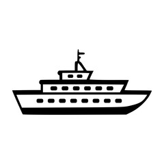 Obraz premium Cruise ship black outlines vector illustration
