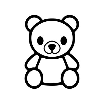 Teddy bear toy black outlines vector illustration