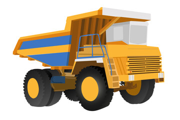 Yellow dump truck vector Illustration