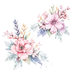 Watercolor Fairy Floral Arrangements: Delicate Clipart in Soft Pastel Colors