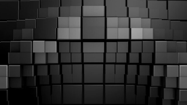 Cubes Form a Wave. Abstract motion, two color, 3d rendering, 4k resolution
