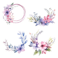 Watercolor Fairy Floral Arrangements: Delicate Clipart in Soft Pastel Colors