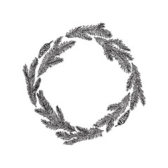 handdrawn wreath illustration, wreath drawing