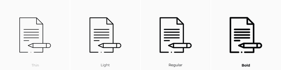 file icon. Thin, Light, Regular And Bold style design isolated on white background