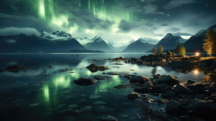 Naklejka premium Breathtaking nature of scandinavia. Generative AI