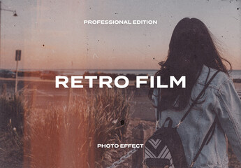 Retro Film Photo Effect Mockup Template Grain Overlay Print Professional