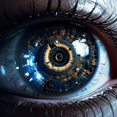 robot eye human eye picture camera eye. created using generative ai