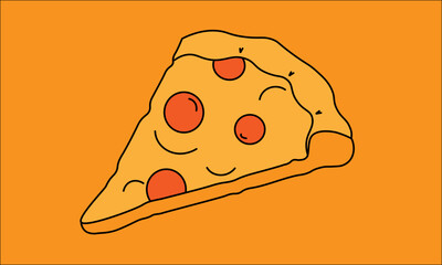 Vector illustration of Modern Pizza Icon. Vector pizza on a yellow background, delicious pizza 1 slice. suitable for design purposes.
