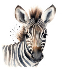Fototapeta na wymiar Watercolor cute zebra. AI generative.