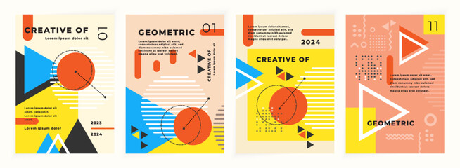 Geometric Banner. Set of Vector illustrations. Flat and clean style backgrounds