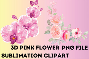 3d pink flower clipart