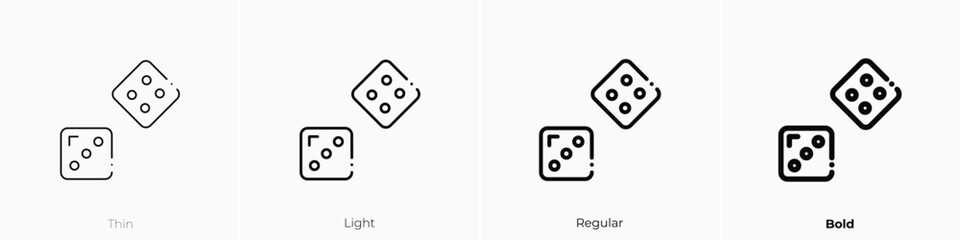 dice icon. Thin, Light, Regular And Bold style design isolated on white background