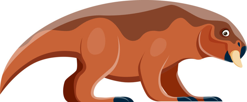 Cartoon Lystrosaurus dinosaur character, cute dino of kids Jurassic park, vector toy animal clipart. Funny cartoon Lystrosaurus dinosaur character or extinct animal, paleontology educational symbol