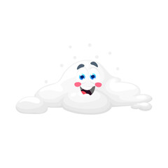 Cartoon white cloud weather character. Isolated vector whimsical fluffy cloud personage with funny face expression of lightheartedness and playfulness. Good mood emotions or weather forecast