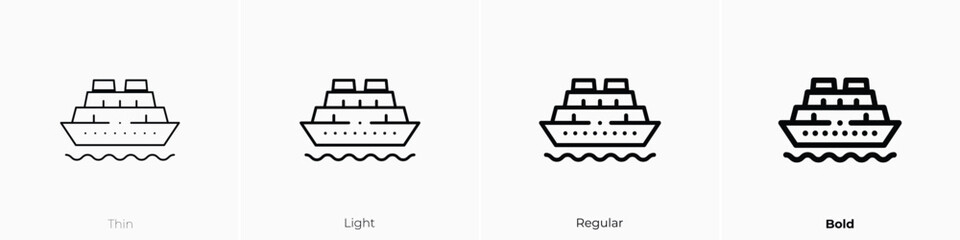 Fototapeta na wymiar cruise ship icon. Thin, Light, Regular And Bold style design isolated on white background