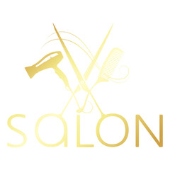 Scissors comb and hair dryer, beautiful design for a beauty salon