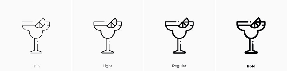 cocktails icon. Thin, Light, Regular And Bold style design isolated on white background