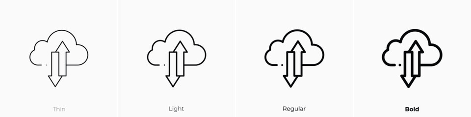 cloud computing icon. Thin, Light, Regular And Bold style design isolated on white background