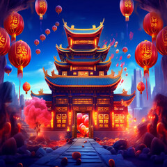 Fototapeta premium Blue Backgrounds Asian style theme
