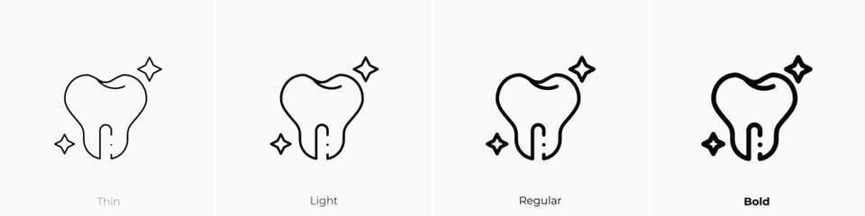 clean tooth icon. Thin, Light, Regular And Bold style design isolated on white background