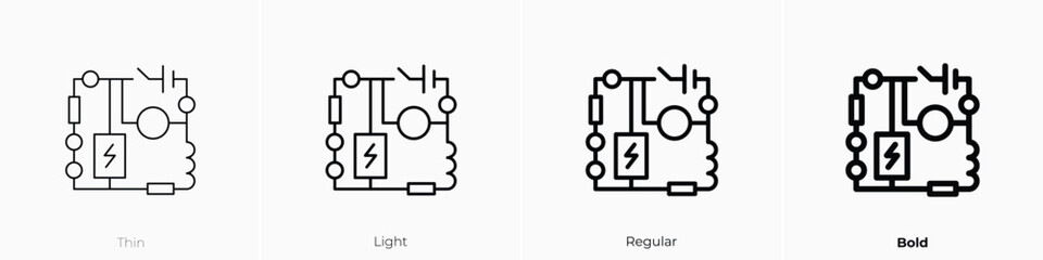 circuit icon. Thin, Light, Regular And Bold style design isolated on white background