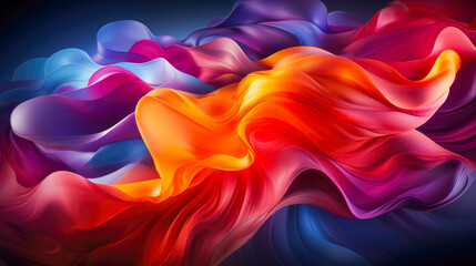 Obraz premium Colorful Liquid Wave on Dark Blue Background Glossy Fluid Art with Vibrant Colors and Curves AI Generated