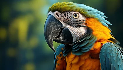 Stof per meter blue and yellow macaw © Isidro