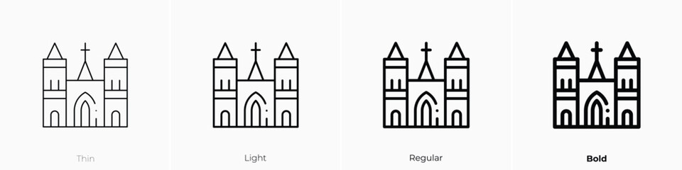 cathedral icon. Thin, Light, Regular And Bold style design isolated on white background