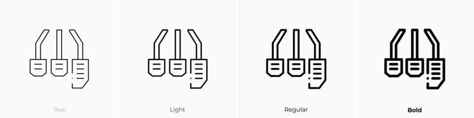 car pedals icon. Thin, Light, Regular And Bold style design isolated on white background