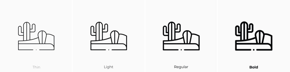 cactus icon. Thin, Light, Regular And Bold style design isolated on white background - obrazy, fototapety, plakaty