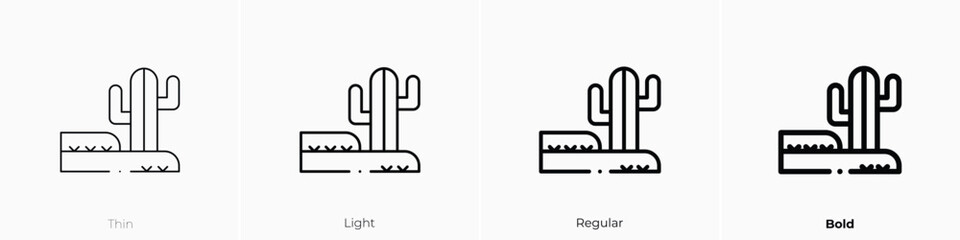 cactus icon. Thin, Light, Regular And Bold style design isolated on white background