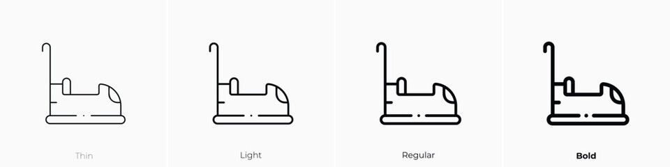 bumper car icon. Thin, Light, Regular And Bold style design isolated on white background