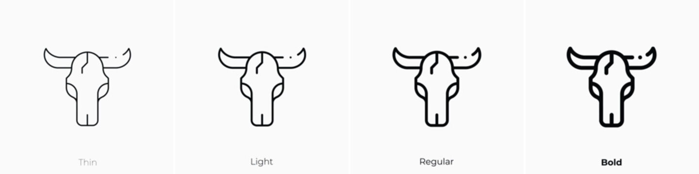 bull skull icon. Thin, Light, Regular And Bold style design isolated on white background